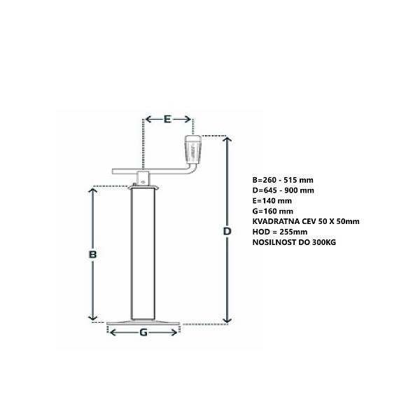 NOGA PODPORNA 300kg  50X50