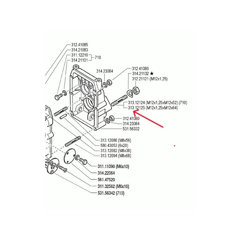 VIJAK STEBELNI STROJA / PRIKLJUČKA BCS M12X1.25 KPL.