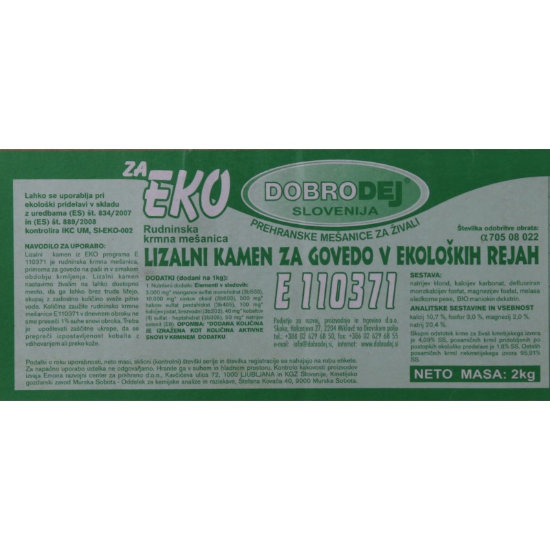 DOBROD. L.KAMEN ZA GOVEDO EKO 2KG