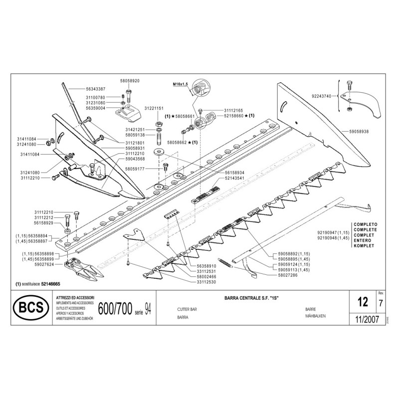 KOSILNI GREBEN ZA KOSILNICO BCS 115 CM SREDINSKI PRIKLOP