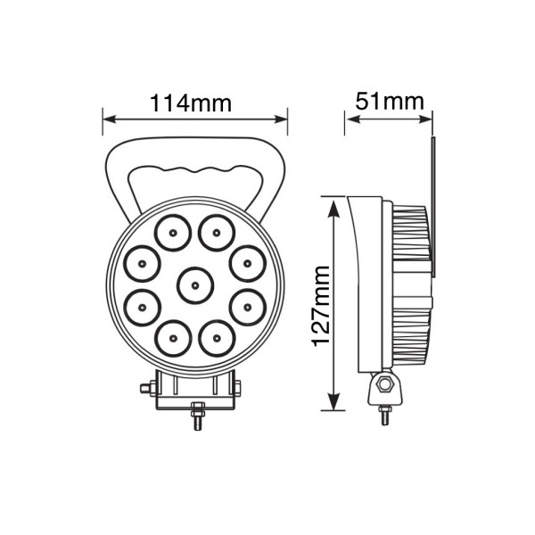 ŽAROMET DELOVNI LED FI=114 27W  12-30V