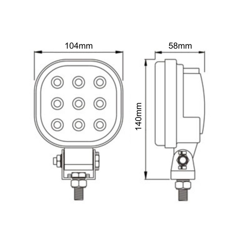 ŽAROMET DELOVNI LED OGLATI 104X104 9W  12-28V